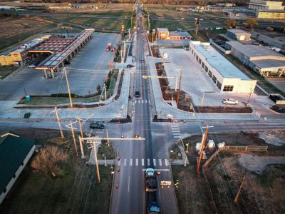 Aerial view of an intersection in Oklahoma City